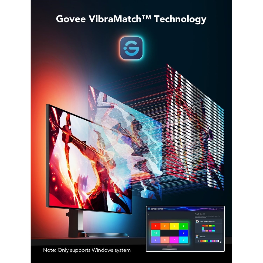 Govee - Dreamview G1 Smart LED RGBIC monitor iluminação 27-34" Wi-Fi