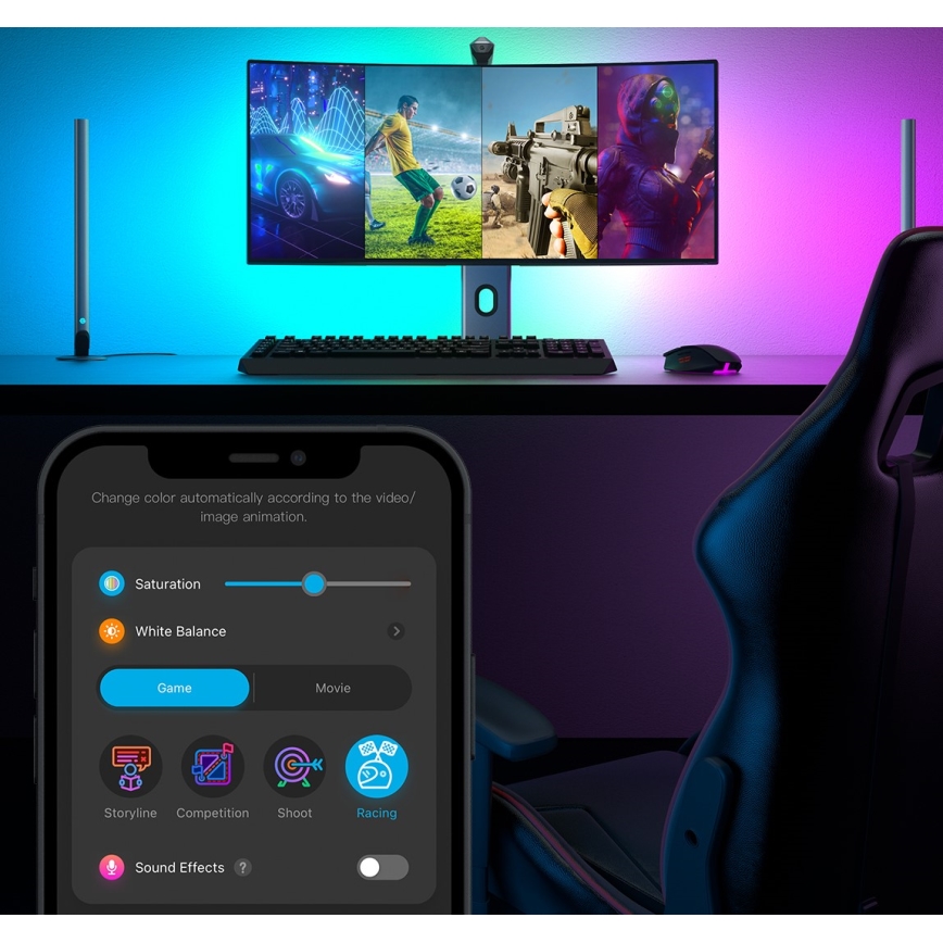 Govee - Dreamview G1 Smart LED RGBIC monitor iluminação 27-34" Wi-Fi