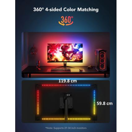 Govee - Dreamview G1 Smart LED RGBIC monitor iluminação 27-34" Wi-Fi