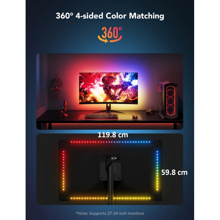 Govee - Dreamview G1 Smart LED RGBIC monitor iluminação 27-34" Wi-Fi