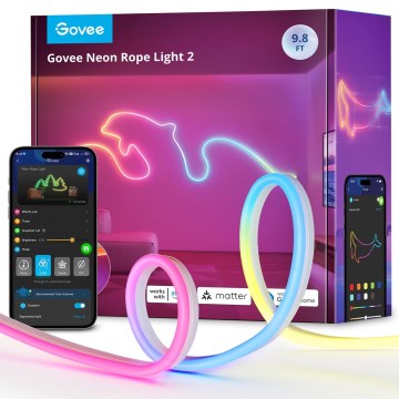 Govee - Fita LED dobrável Neon 2 MATTER 3m RGBIC Wi-Fi IP67