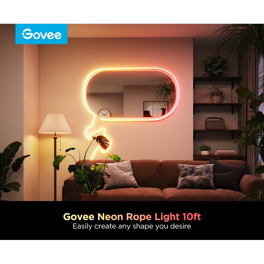 Govee - Fita LED dobrável Neon 2 MATTER 3m RGBIC Wi-Fi IP67