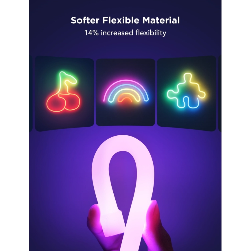 Govee - Fita LED dobrável Neon 2 MATTER 5m RGBIC Wi-Fi IP67