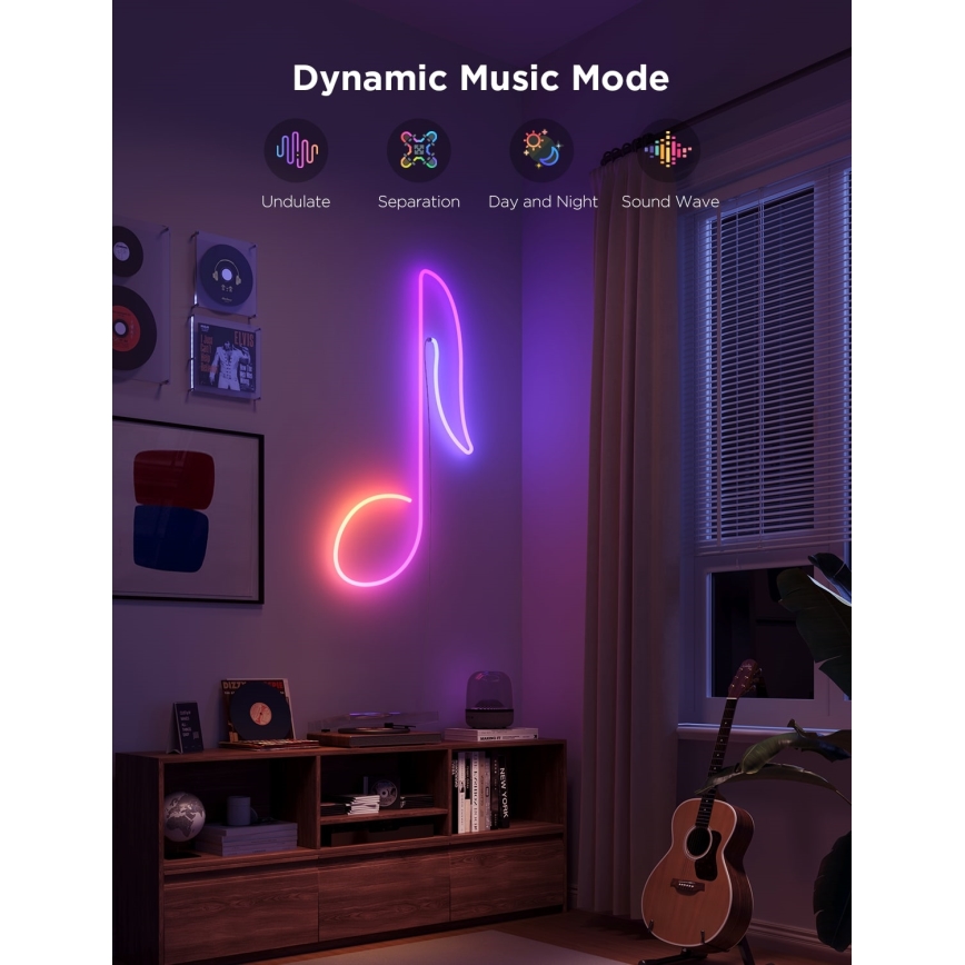 Govee - Fita LED dobrável Neon 2 MATTER 5m RGBIC Wi-Fi IP67