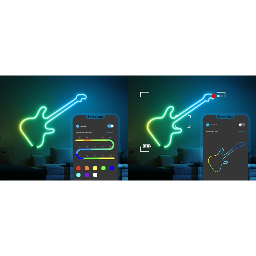 Govee - Fita LED dobrável Neon 2 MATTER 5m RGBIC Wi-Fi IP67