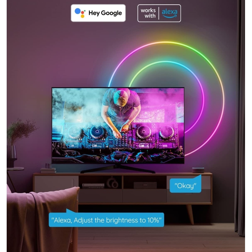 Govee - Fita LED RGBIC dobrável Neon SMART 2m Wi-Fi IP67