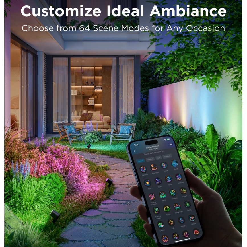 Govee - CONJUNTO 2x LED RGBWW Holofote regulável LED/12W/230V IP67 2700-6500K Wi-Fi