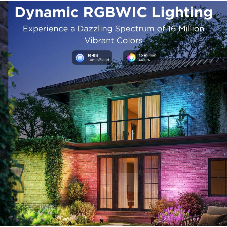 Govee - CONJUNTO 2x LED RGBWW Holofote regulável LED/12W/230V IP67 2700-6500K Wi-Fi
