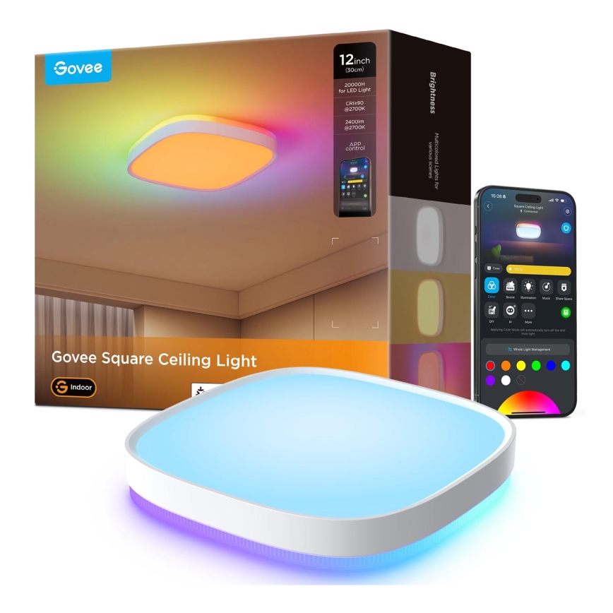 Govee - Iluminação de teto LED RGBIC com regulação LED/24W/230V 2700-6500K Wi-Fi