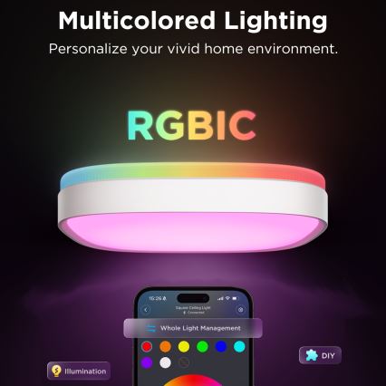 Govee - Iluminação de teto LED RGBIC com regulação LED/24W/230V 2700-6500K Wi-Fi