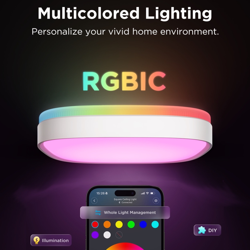 Govee - Iluminação de teto LED RGBIC com regulação LED/24W/230V 2700-6500K Wi-Fi