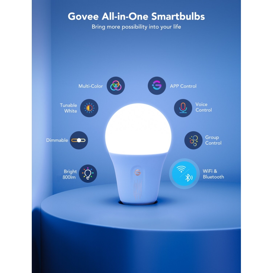 Govee - Lâmpada LED RGBWW com regulação Smart E27/12W/230V 2700-6500K Wi-Fi
