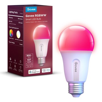 Govee - Lâmpada LED RGBWW com regulação Smart E27/9W/230V 2700-6500K Wi-Fi