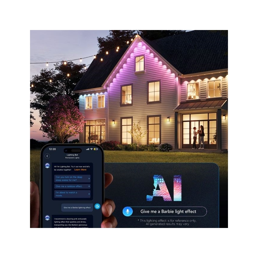 Govee - Luzes em corda LED RGBIC 30m Wi-Fi Matter IP67