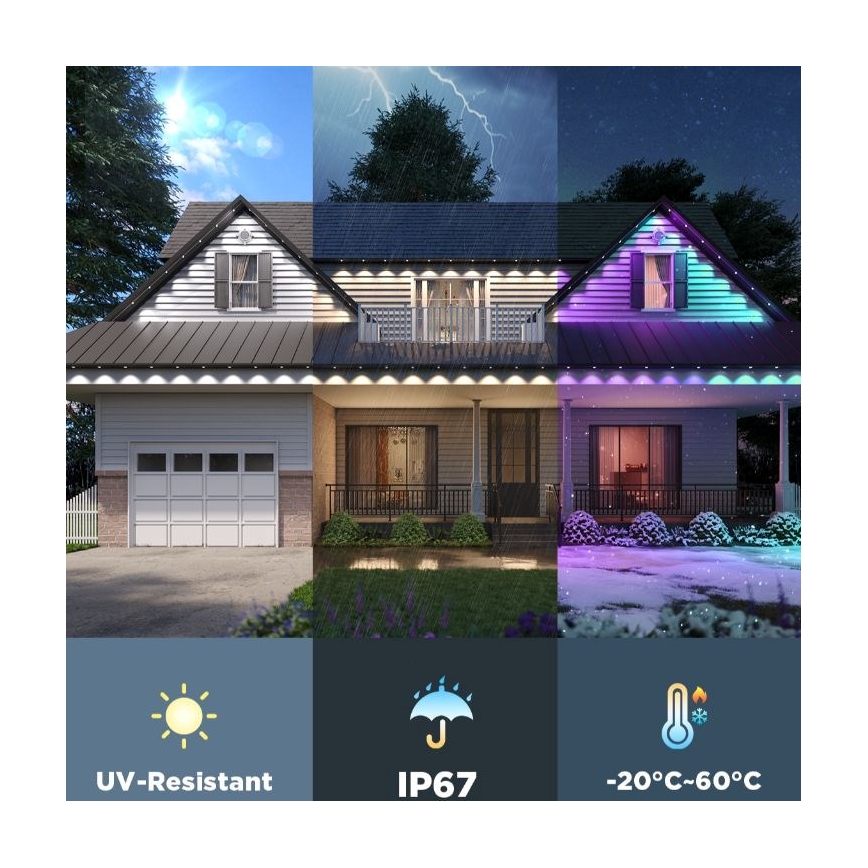 Govee - Luzes em corda LED RGBIC 30m Wi-Fi Matter IP67