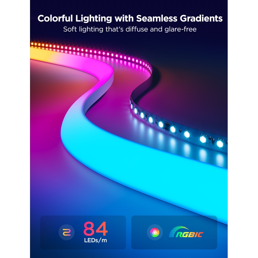 Govee - Neon MATTER LED calha de canto 5m RGBIC Wi-Fi