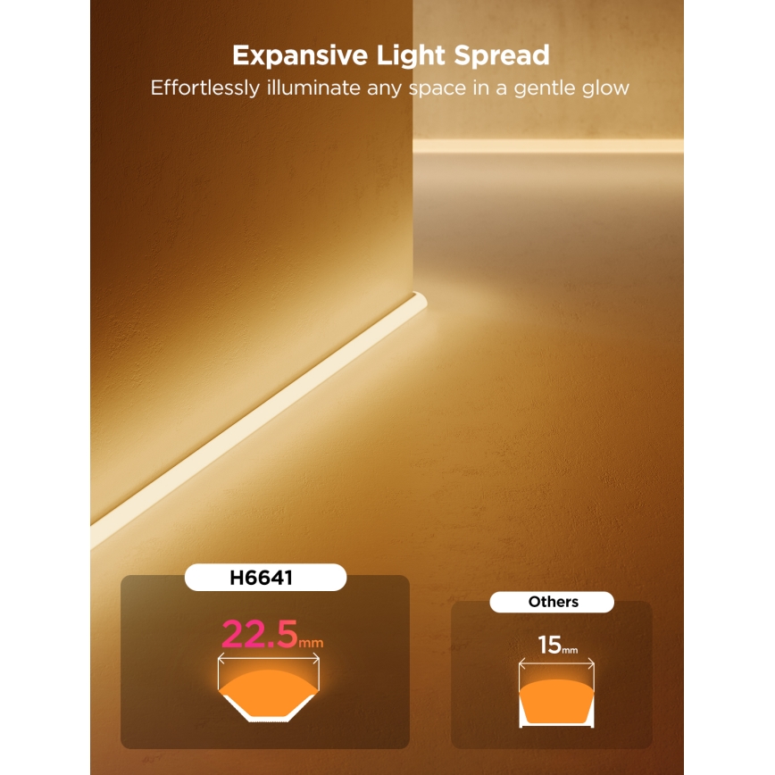 Govee - Neon MATTER LED calha de canto 5m RGBIC Wi-Fi