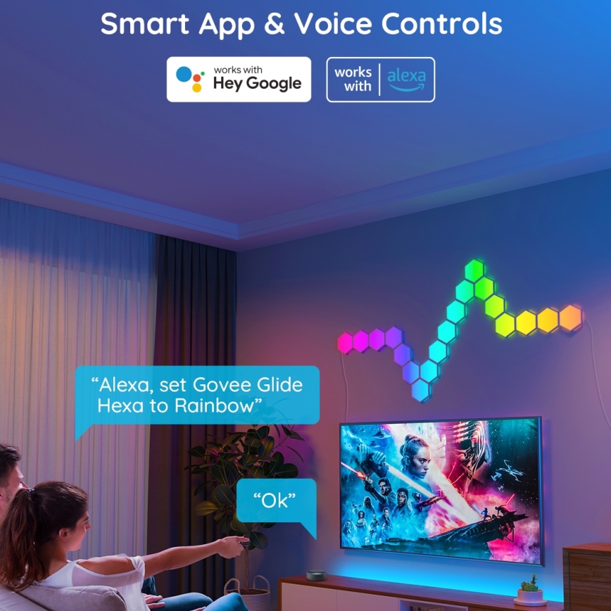 Govee - Conjunto de extensão 2x LED RGB Painel com regulação LED/7,2W/230V Wi-Fi