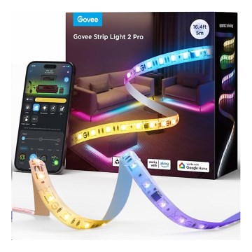 Govee - Tira de Iluminação LED RGBWWIC com regulação 2 Pro 5m Wi-Fi Matter