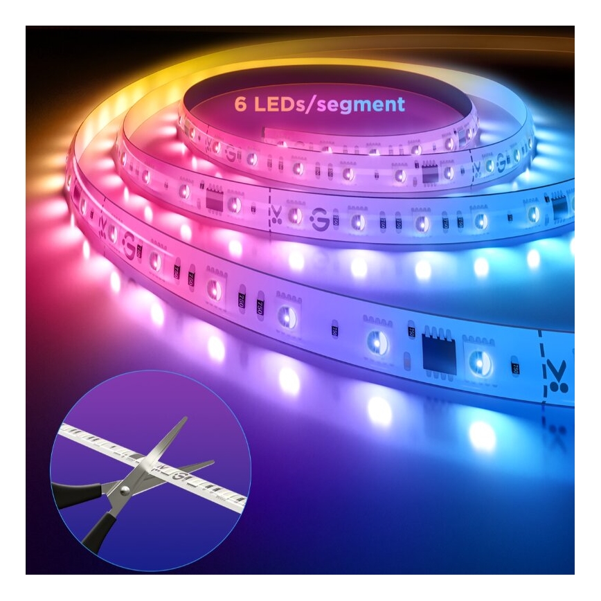Govee - Tira de Iluminação LED RGBWWIC com regulação 2 Pro 5m Wi-Fi Matter
