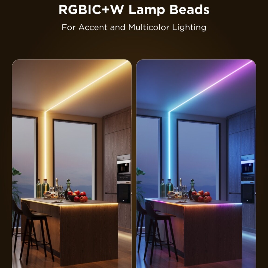 Govee - Tira LED RGBICW com regulação COB 3780 díodos 3m Wi-Fi Matter
