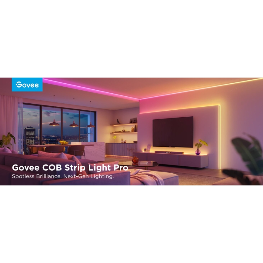 Govee - Tira LED RGBICW com regulação COB 3780 díodos 3m Wi-Fi Matter