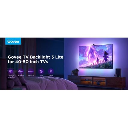 Govee - TV Backlight 3 Lite TV 40-50" SMART LED retroiluminação RGBICW Wi-Fi IP67 +RC