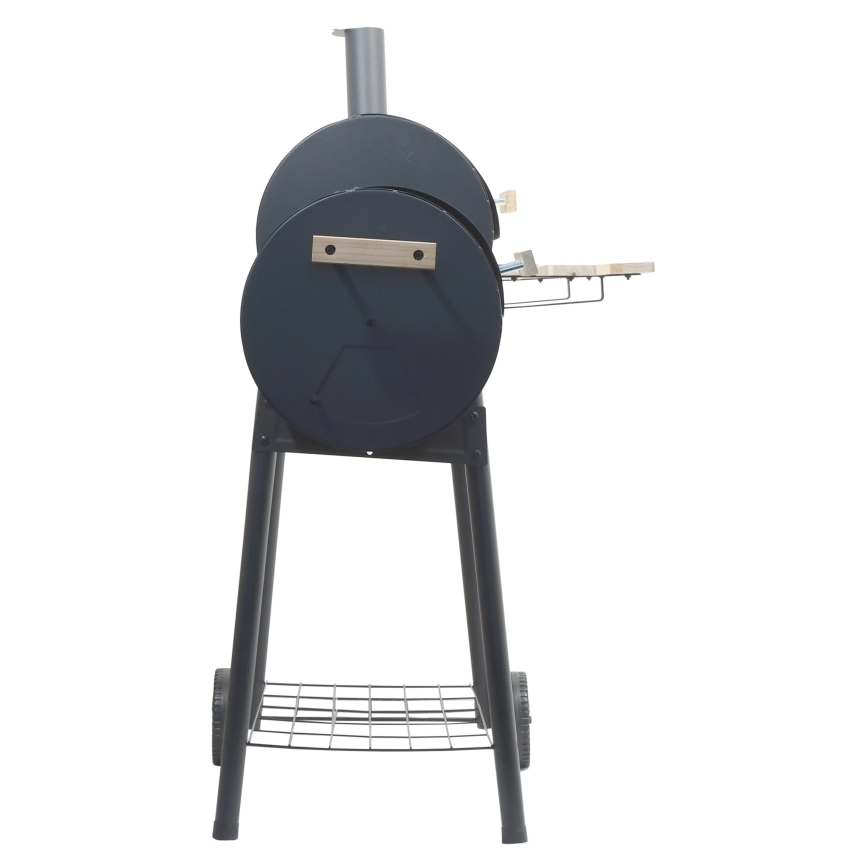 Grelhador de carvão vegetal com fumeiro preto/ madeira