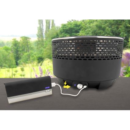 Grelhador de carvão vegetal de mesa 4xAA/USB preto