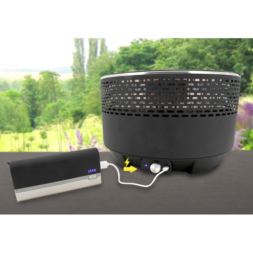 Grelhador de carvão vegetal de mesa 4xAA/USB preto