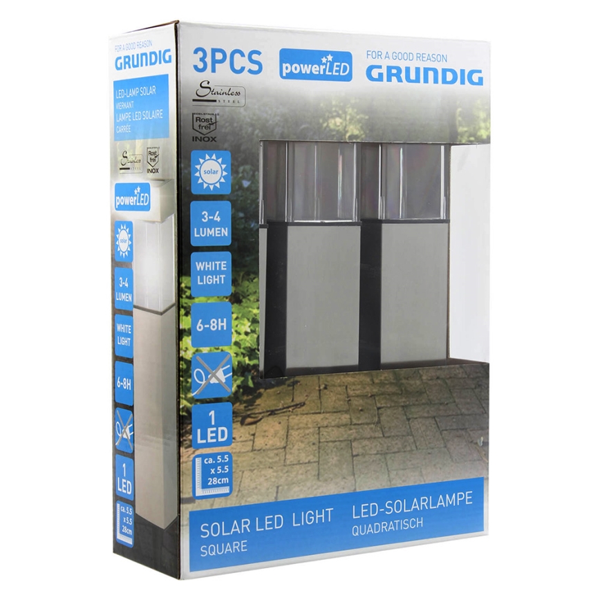 Grundig 90048 - CONJUNTO 3x Candeeiros solar LED/5,5x28cm