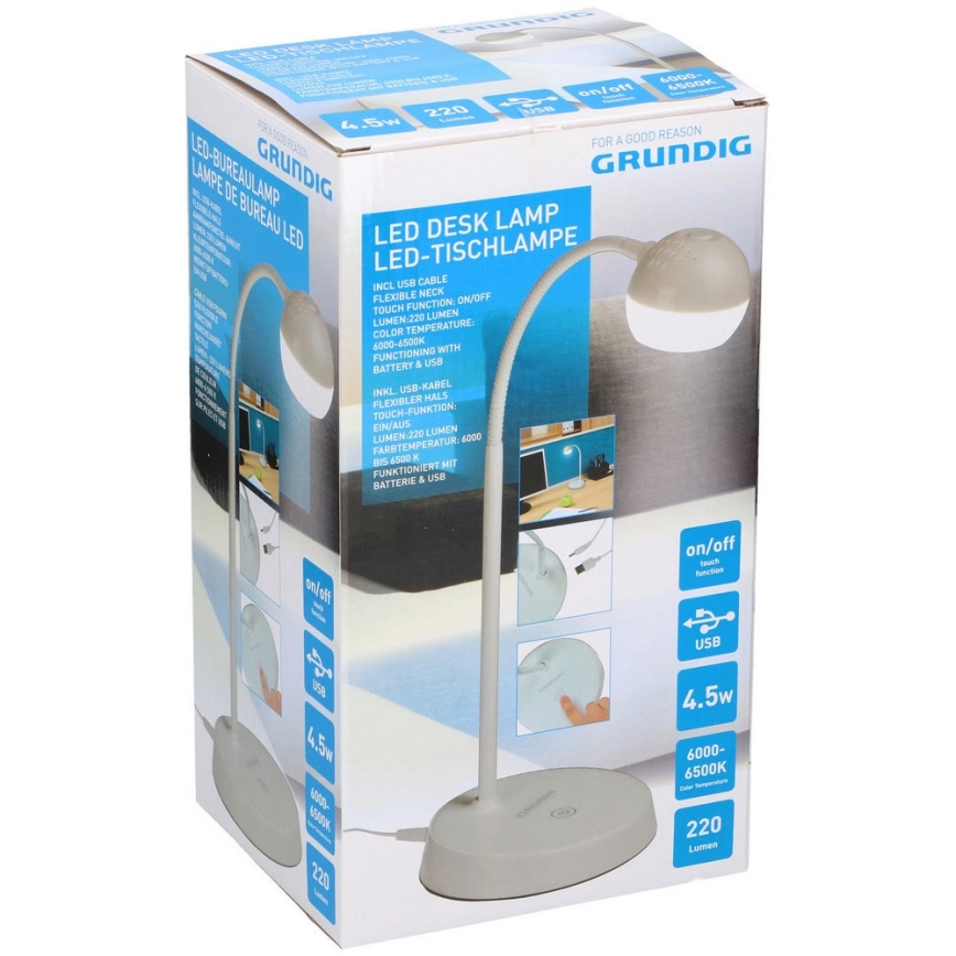 Grundig 95 – Candeeiro de mesa LED 1xLED/4,5W/cabo USB