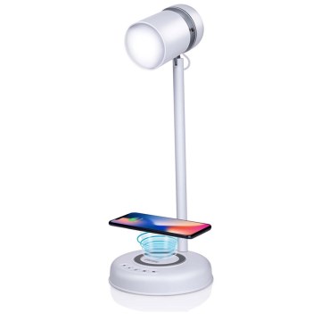 Grundig - Candeeiro de mesa LED com carregamento sem fios e altifalante 3 em 1 LED/15W/5V