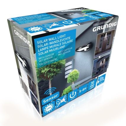 Grundig - CONJUNTO 2x Luz de parede solar com sensor LED LED/3,2V