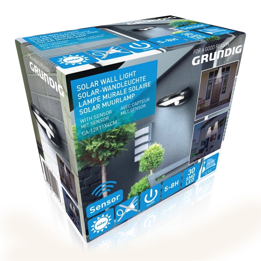Grundig - CONJUNTO 2x Luz de parede solar com sensor LED LED/3,2V