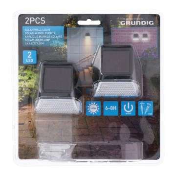 Grundig - CONJUNTO 2x Luz de parede solar LED 2xLED/1xAA IP44