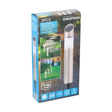Grundig - CONJUNTO 3x Candeeiro solar LED 2xLED/1,2V