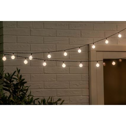 Grundig - Corrente LED solar com regulação 50xLED/8 funções 9,35m IP44 branco quente + comando