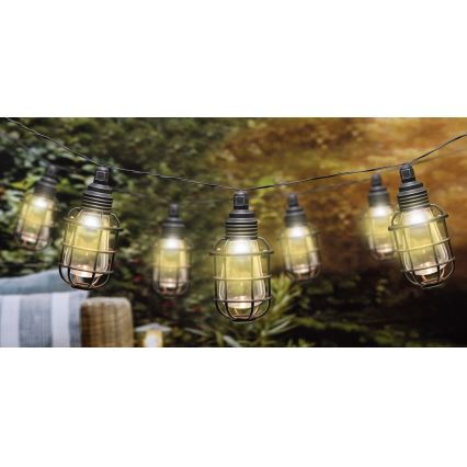 Grundig - Corrente solar LED 10xLED 3,8m IP44 branco quente