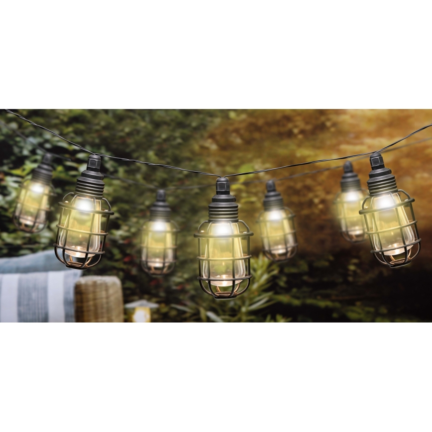 Grundig - Corrente solar LED 10xLED 3,8m IP44 branco quente