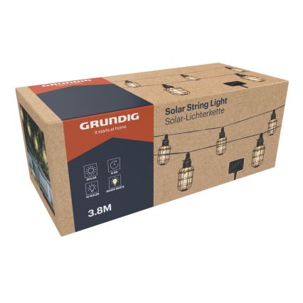 Grundig - Corrente solar LED 10xLED 3,8m IP44 branco quente