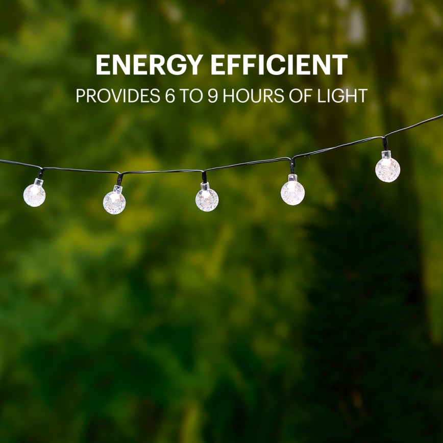 Grundig - Corrente solar LED 50xLED/8 funções 6,9m branco quente