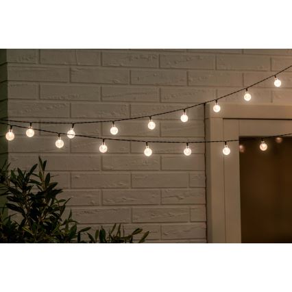 Grundig - Corrente solar LED regulável 50xLED/8 funções 9,35m branco quente + comando