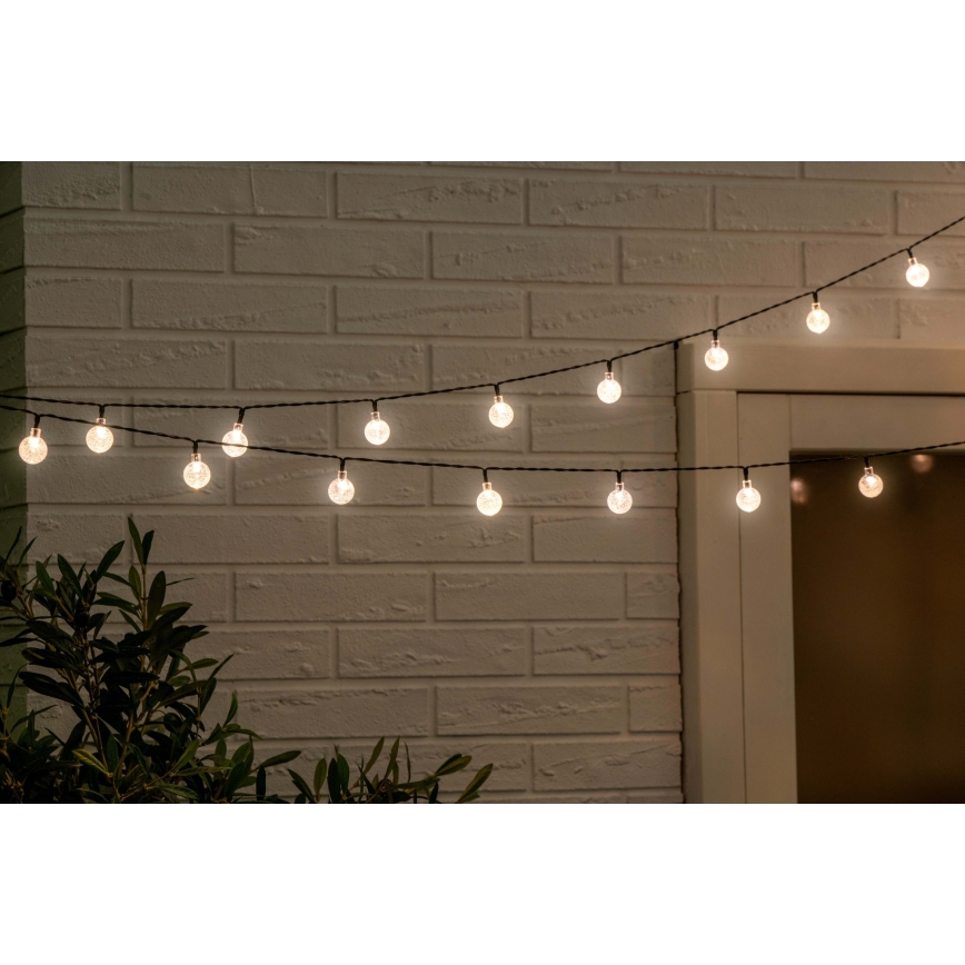 Grundig - Corrente solar LED regulável 50xLED/8 funções 9,35m branco quente + comando