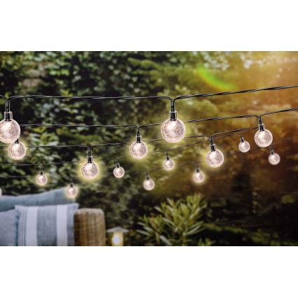 Grundig - Corrente solar LED regulável 50xLED/8 funções 9,35m branco quente + comando