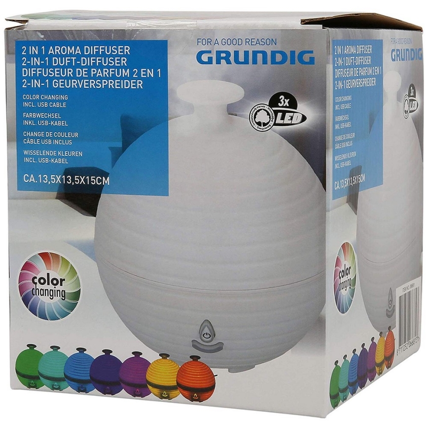 Grundig - Difusor LED RGB Aroma 3xLED/USB