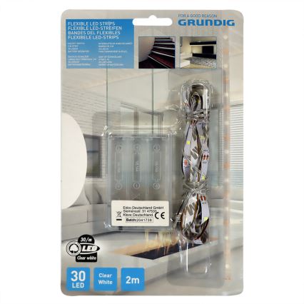 Grundig - Fita LED 2m LED/3xAA branco