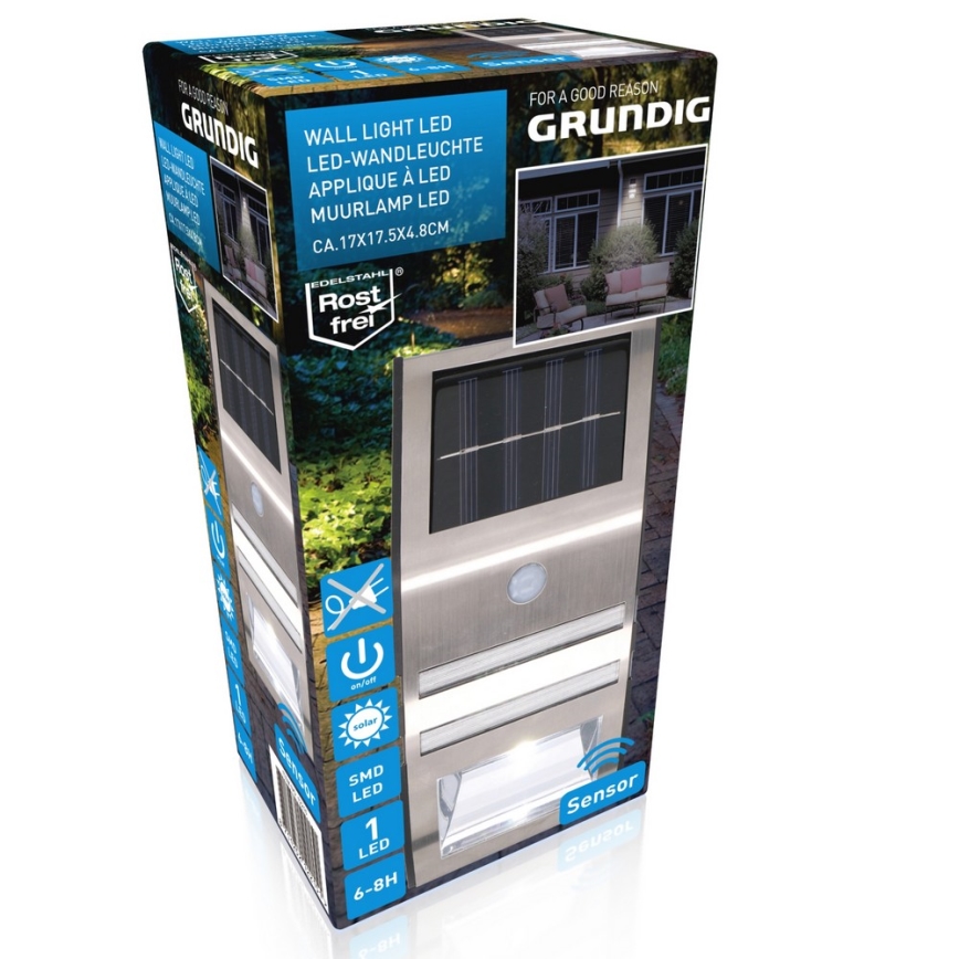 Grundig - Iluminação solar de parede LED com sensor 1xLED IP64