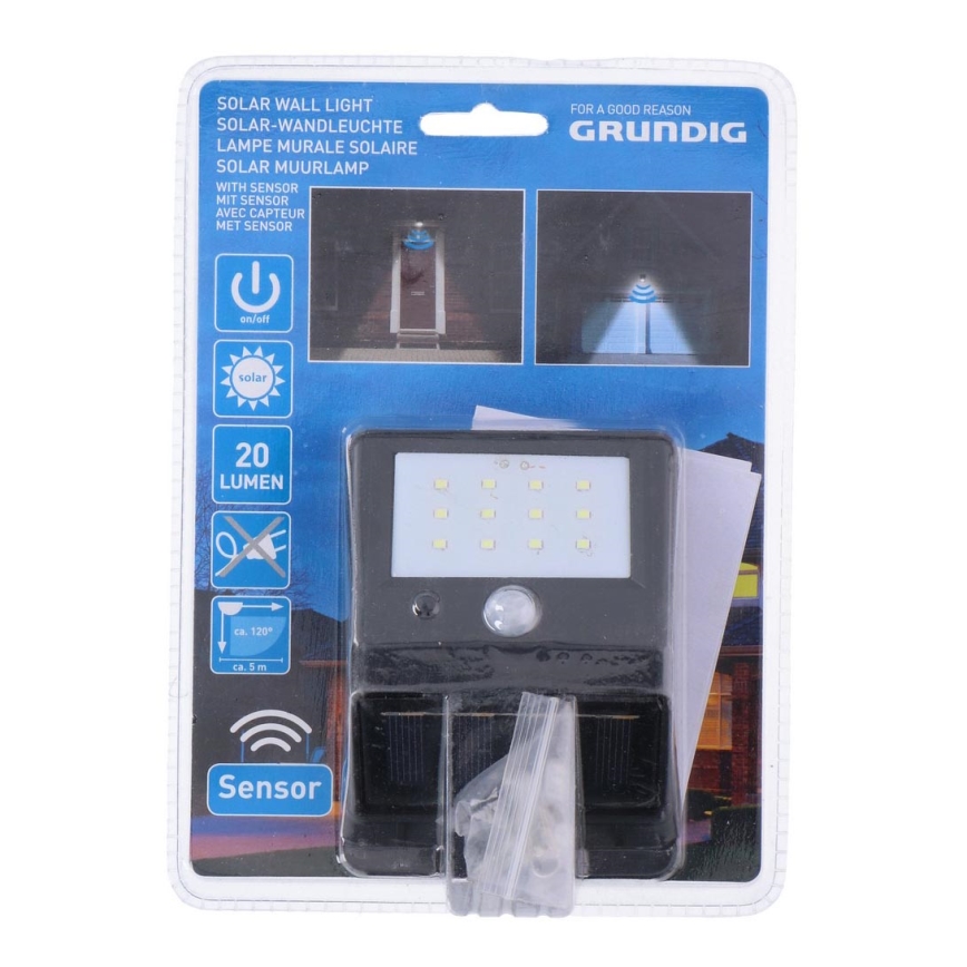 Grundig - Iluminação solar LED com sensor 1xLED/0,25W/1xAA 600 mAh
