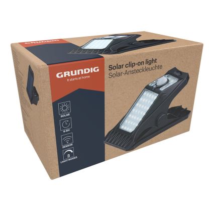 Grundig - Iluminação solar LED com sensor CLIP-ON LED/9W/3,7V IP44